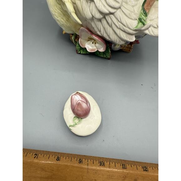 Fitz & Floyd Classics Duck Goose Teapot Mother & Baby Floral Ceramic 10” - Picture 7 of 9